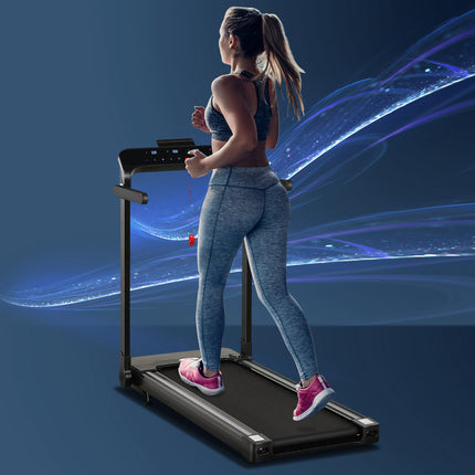 Foldable 600W Motorised Treadmill with 12 Speed Settings - Black
