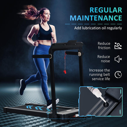 Foldable 600W Motorised Treadmill with 12 Speed Settings - Black