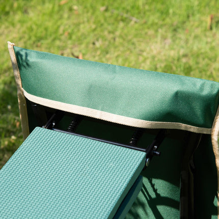 Foldable Steel Frame Garden Kneeler and Seat with Foam Pad and Tool Pouch - Green