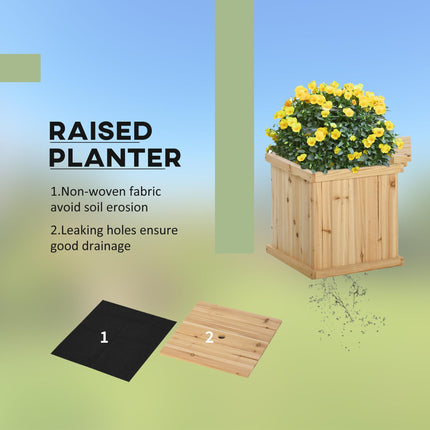 Wooden Garden Planter and Bench Raised Bed Combination - Natural Brown