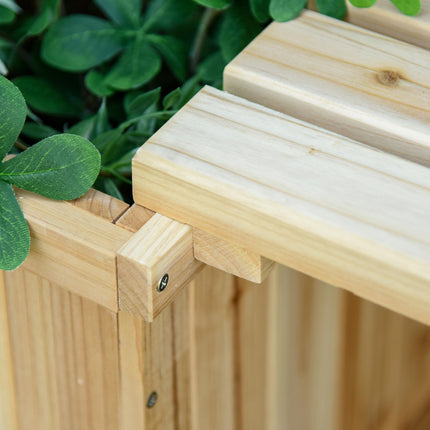 Wooden Garden Planter and Bench Raised Bed Combination - Natural Brown