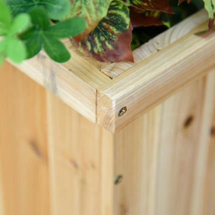 Wooden Garden Planter and Bench Raised Bed Combination - Natural Brown