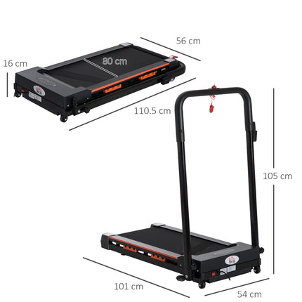 Foldable Electric Treadmill Walking Machine with Remote Control - Black