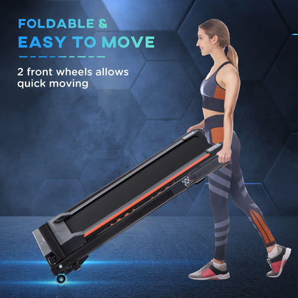 Foldable Electric Treadmill Walking Machine with Remote Control - Black