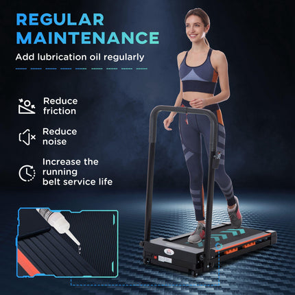Foldable Electric Treadmill Walking Machine with Remote Control - Black