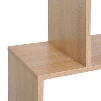 Wooden S Shape 6-Shelf Storage Display Room Divider Bookcase Cabinet - Oak