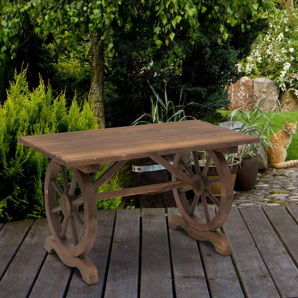 Outdoor Garden Coffee & Dining Table Fir Wood Water-Resistant - Natural Carbonized Wood