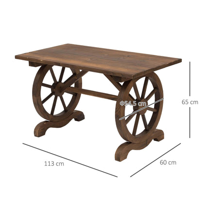 Outdoor Garden Coffee & Dining Table Fir Wood Water-Resistant - Natural Carbonized Wood