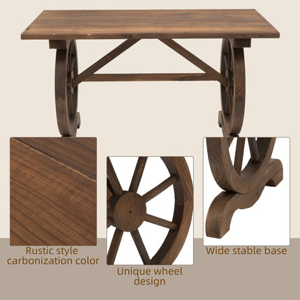Outdoor Garden Coffee & Dining Table Fir Wood Water-Resistant - Natural Carbonized Wood