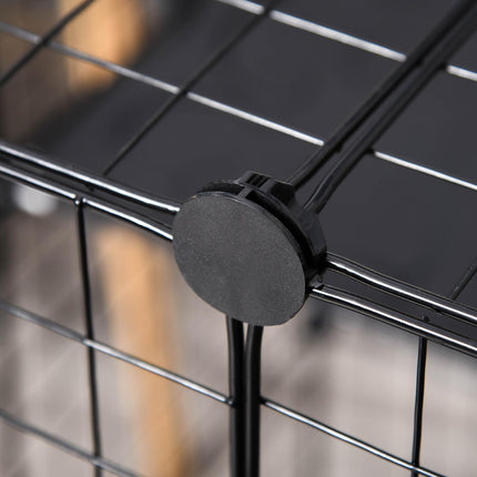 PawHut Small Animal Playpen DIY Metal Wire Cage with 39 Panels, 3 Doors & 2 Ramps - Black