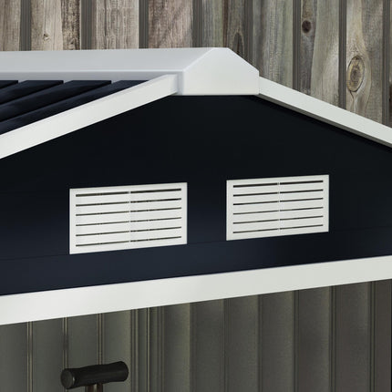 7ft x 4ft Lockable Metal Garden Storage Shed with Sloping Roof - Dark Grey