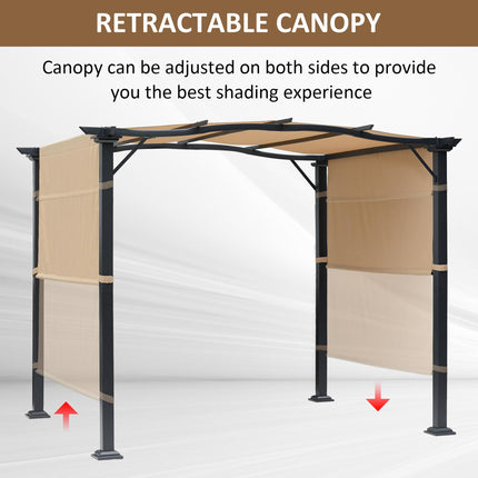 Outdoor Retractable Pergola Garden Gazebo with Two Adjustable Side Canopy Overhe