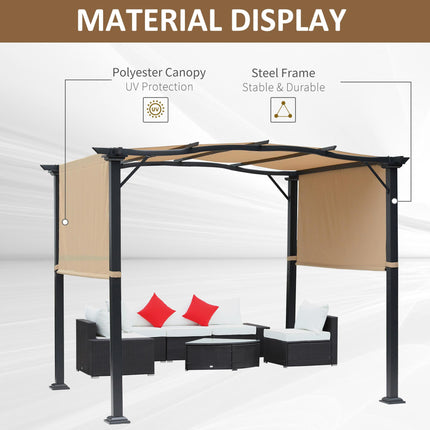 Outdoor Retractable Pergola Garden Gazebo with Two Adjustable Side Canopy Overhe