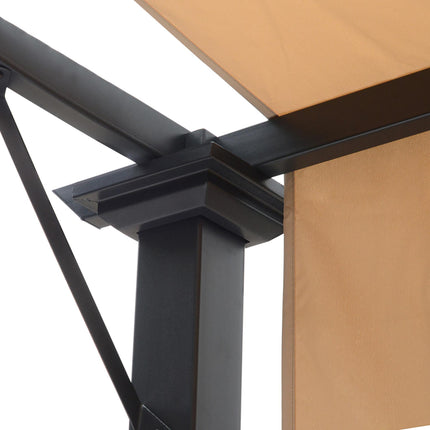 Outdoor Retractable Pergola Garden Gazebo with Two Adjustable Side Canopy Overhe