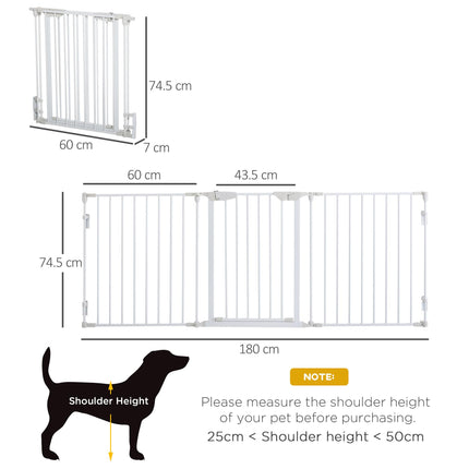 3-Panel Pet Safety Gate with Walk-Through Door for Playpen, Fireplace, Stairs, Room Divider - White
