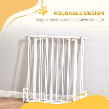 3-Panel Pet Safety Gate with Walk-Through Door for Playpen, Fireplace, Stairs, Room Divider - White