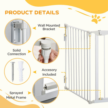 3-Panel Pet Safety Gate with Walk-Through Door for Playpen, Fireplace, Stairs, Room Divider - White