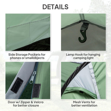 3 Person Tunnel Camping Tent with Sewn-in Groundsheet - Green