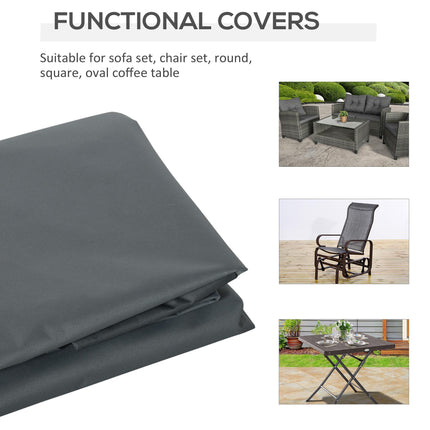 Rectangular Patio Chair Furniture Cover 600D Oxford Water UV Resistant - Grey
