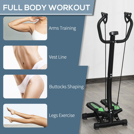 Free Stand Stepper 40L x 48W x 118H cm with Resistance Bands - Black/Green