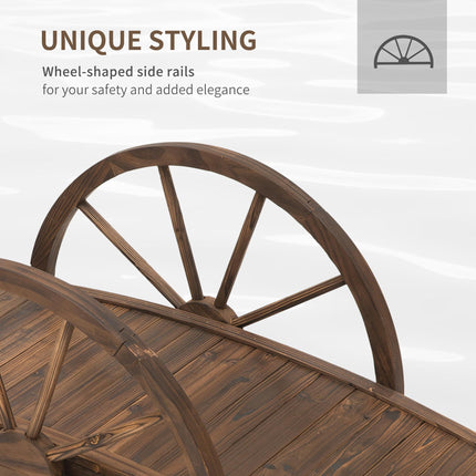 Wooden Garden Bridge 100L x 50W x 37H cm with Arc Railings - Stained Finish