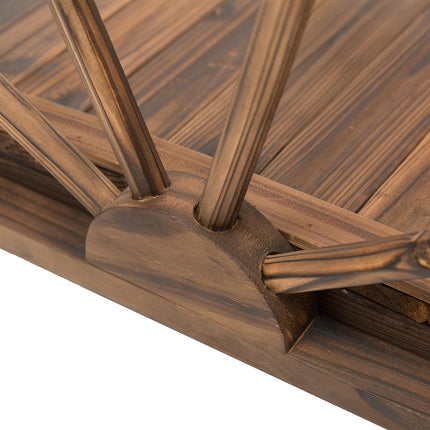 Wooden Garden Bridge 100L x 50W x 37H cm with Arc Railings - Stained Finish