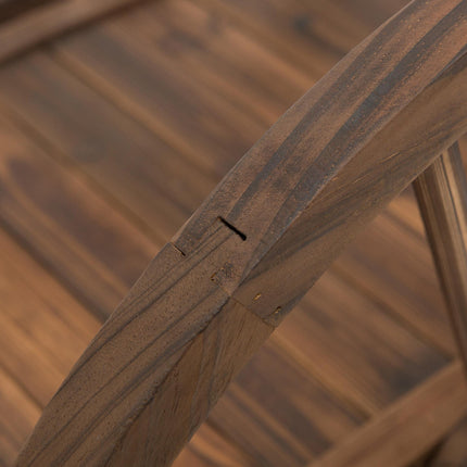 Wooden Garden Bridge 100L x 50W x 37H cm with Arc Railings - Stained Finish