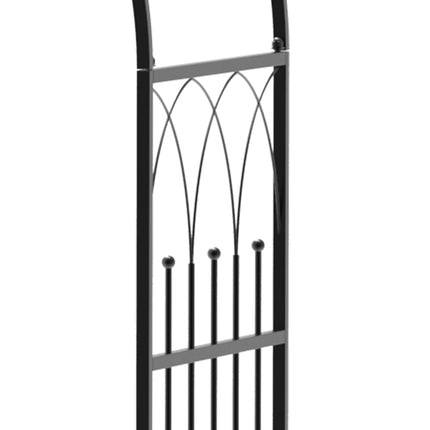 Garden Metal Arch Bench with Rose Trellis Pergola 2-Seater Arbour - Black