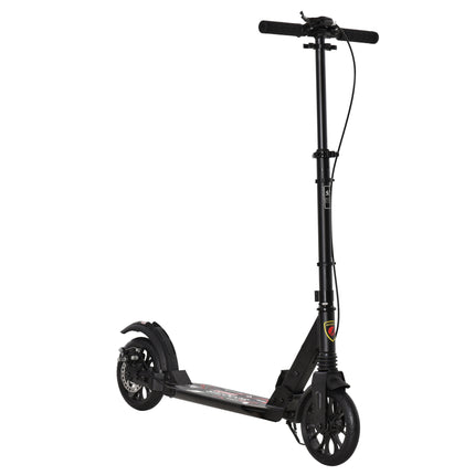 Foldable Adult Teens Kick Scooter with Adjustable Height, Hand Brake & Shock Mitigation System - Black