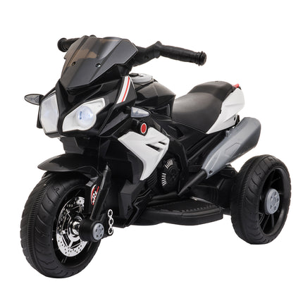 Kids 6V Battery Steel Enforced Ride-On Motorcycle Trike - Black