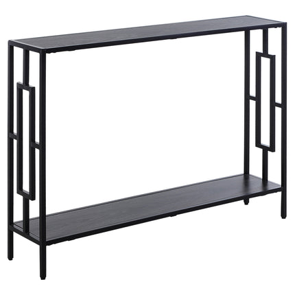 Industrial Console Table with Storage Shelf and Metal Frame for Narrow Hallways - Grey and Black