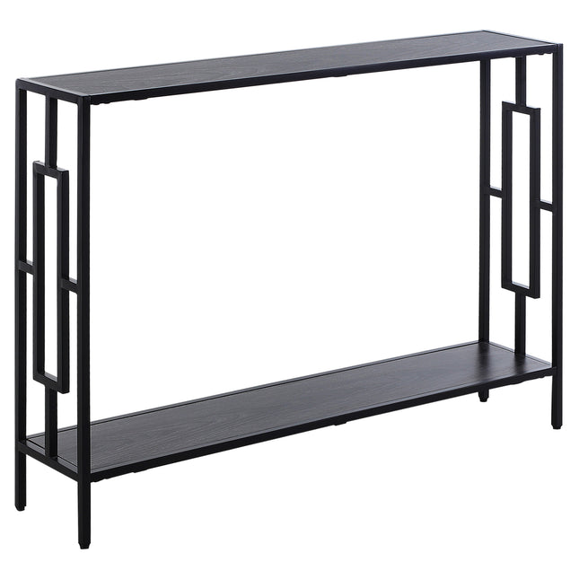 Industrial Console Table with Storage Shelf and Metal Frame for Narrow Hallways - Grey and Black