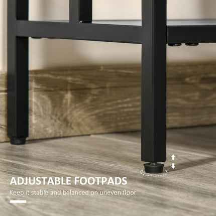Industrial Console Table with Storage Shelf and Metal Frame for Narrow Hallways - Grey and Black
