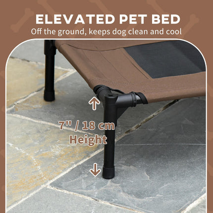 Raised Waterproof Elevated Dog Bed with UV Canopy for Small Dogs 61x46x62cm - Coffee