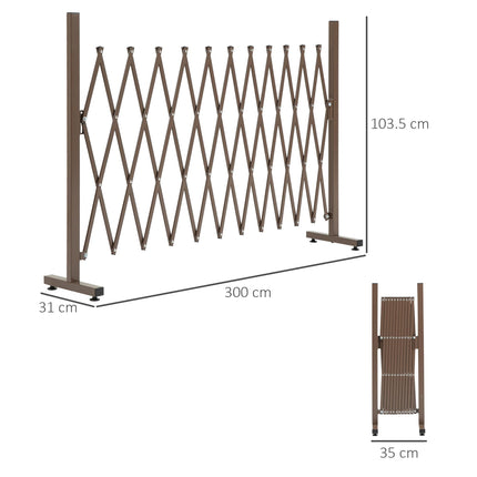 Expanding Aluminium Trellis Fence Panel Folding Garden Screen 300cm - Dark Brown