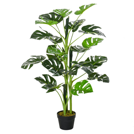 100cm Artificial Monstera Tree with 21 Leaves in Nursery Pot for Indoor Outdoor Décor - Green