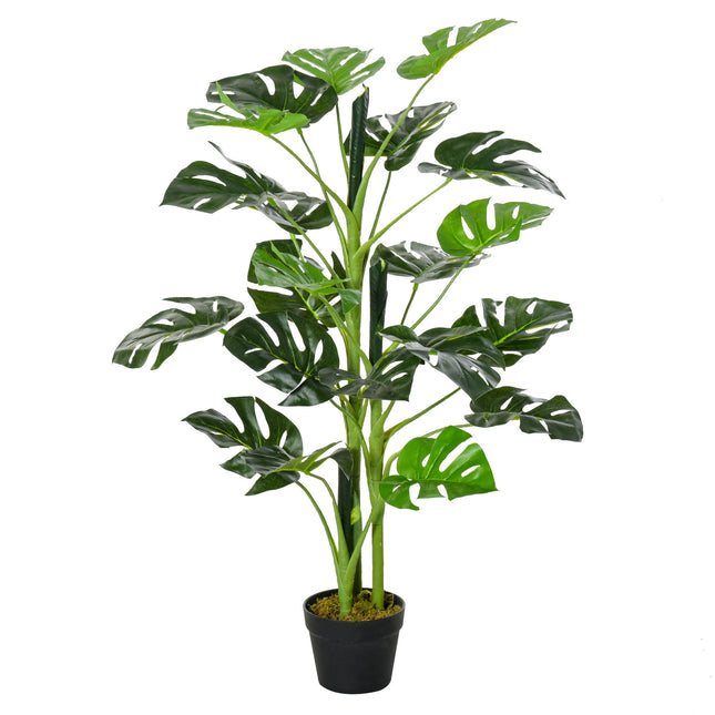 100cm Artificial Monstera Tree with 21 Leaves in Nursery Pot for Indoor Outdoor Décor - Green