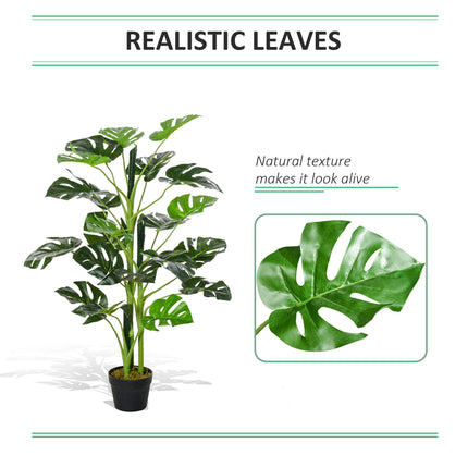 100cm Artificial Monstera Tree with 21 Leaves in Nursery Pot for Indoor Outdoor Décor - Green