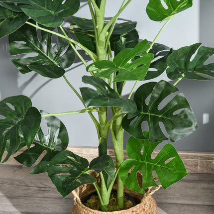 100cm Artificial Monstera Tree with 21 Leaves in Nursery Pot for Indoor Outdoor Décor - Green