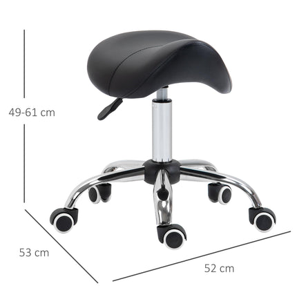 360° Rotate Height Adjustable Hydraulic Cosmetic Salon Stool with Faux Leather Saddle Seat - Black