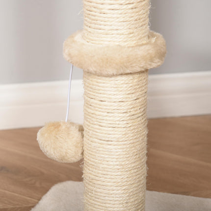 100cm Cat Tree Tower with Sisal Scratching Post, Condo, Perch & Hanging Toys - Beige