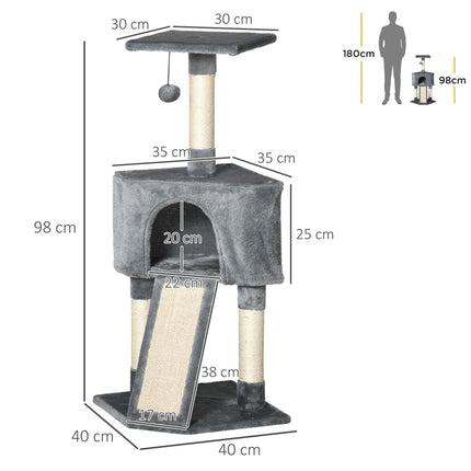 Corner Cat Tree for Indoor Cats, Kitten Tower with Scratching Post House Ladder