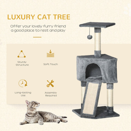 Corner Cat Tree for Indoor Cats, Kitten Tower with Scratching Post House Ladder