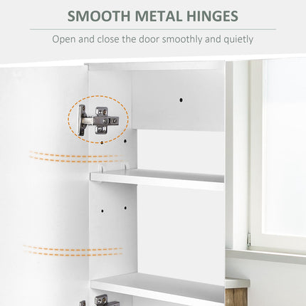 Double Door Wall Mounted Mirror Cabinet with Storage Shelves 80x60x15cm - White