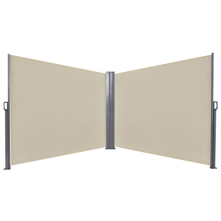 6 x 1.6 M Double Canopy Pull-Out Side Awning Sun Rain Outdoor Protection w/ Stee