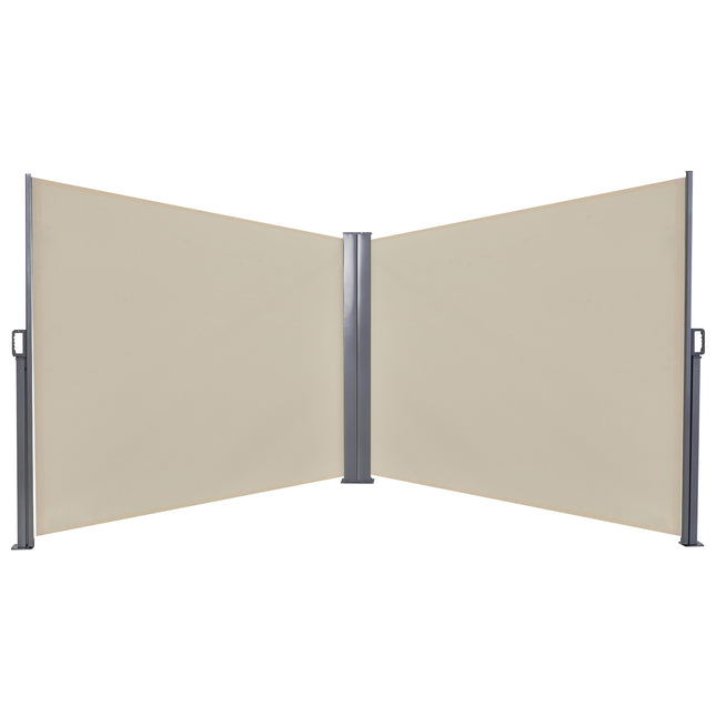 6 x 1.6 M Double Canopy Pull-Out Side Awning Sun Rain Outdoor Protection w/ Stee