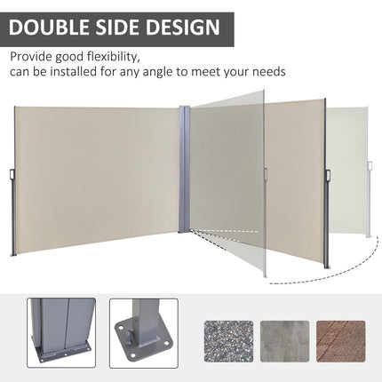 6 x 1.6 M Double Canopy Pull-Out Side Awning Sun Rain Outdoor Protection w/ Stee