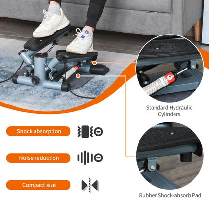 Mini Stepper with Arm Cords and LCD Monitor - Black/Silver Grey