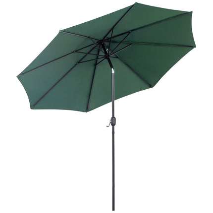 3m Tilting Garden Parasol with Crank Handle and 8 Ribs for Outdoor Balcony Bench - Green