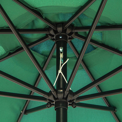 3m Tilting Garden Parasol with Crank Handle and 8 Ribs for Outdoor Balcony Bench - Green
